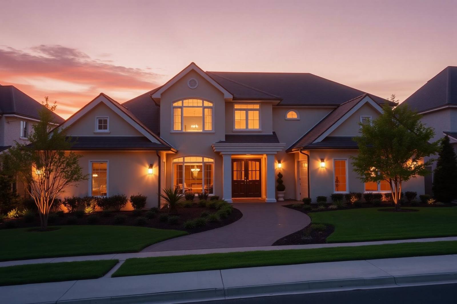 Elegant home at golden hour